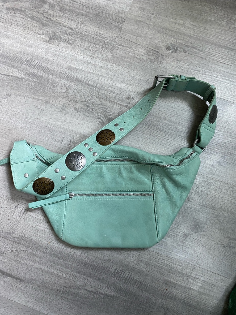 Free People Sea Green Wilder leather sling bag - Picture 2 of 5
